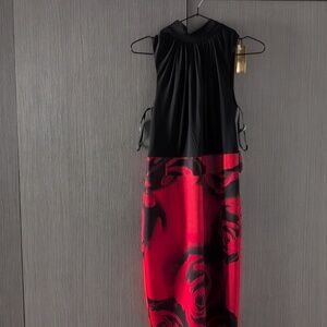 Alexia Admor Black and Red Rose Midi Dress